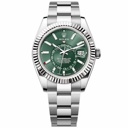 Rolex Sky-Dweller Stainless Steel - White Gold / Green / Oyster 336934-0001 (M336934-0001)